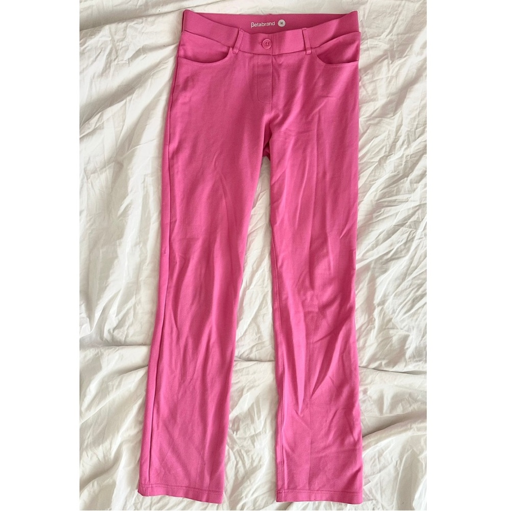 Betabrand 7-Pocket Pink Dress Pant Yoga Pants (Roseberry) Medium